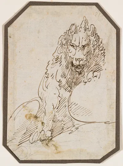 Study of a Lion by Джузеппе Бернардино Бизон — digital art print download