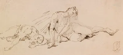 Two Male Figures (Study for the Resurrection) by Джузеппе Бернардино Бизон — digital art print download