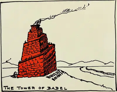 The tower of Babel by Hendrik Willem Van Loon, 1920 — digital art print download