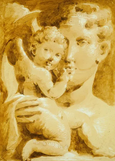 Venus and Cupid by Джузеппе Бернардино Бизон, c. 1800 — digital art print download