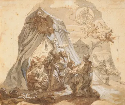 Judith with the Head of Holofernes, and a Vision of the Virgin and Child Casting Out Evil by Gottfried Bernhard Göz, c.…