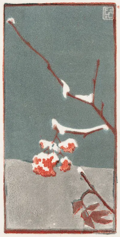Гроздь рябины со снегом by Эрик О. В. Эхрстром, 1908 — digital art print download