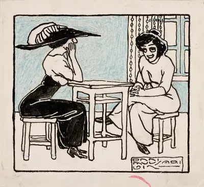 Две женщины by Онни Муузари, 1912 — digital art print download