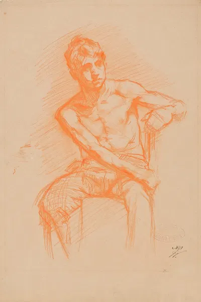 Seated Boy by Гюстав Ванез — digital art print download