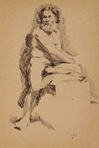 Seated Male Nude by Гюстав Ванез — digital art print download
