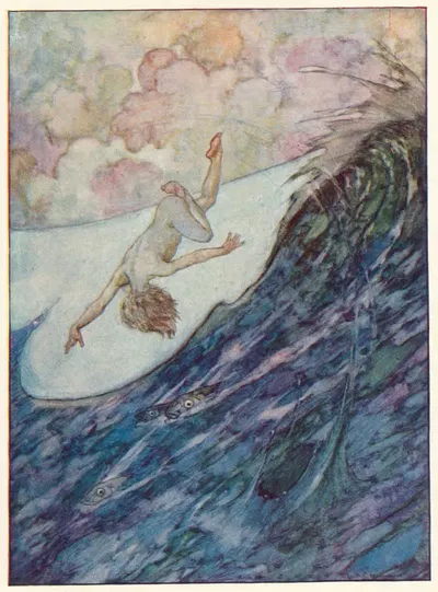 Он сделал три прыжка из воды, на ярд в высоту, и перевернулся через голову by Альфред Эдвард Фредерик Джексон, 1948 —…
