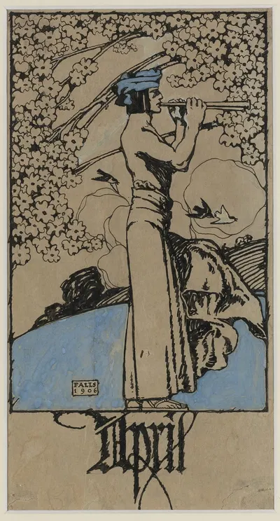 Апрель by Чарльз Баклс Фоллс, 1906 — digital art print download