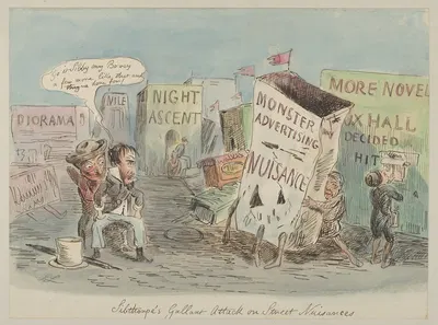 Lilthorpe's Gallant Attack on Street, Nuisances by John Leech — digital art print download