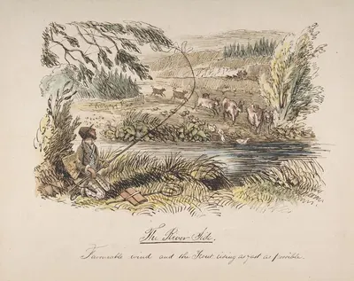 The Riverside, Favourable Wind and the Trout Rising as Fast as Possible by John Leech — digital art print download