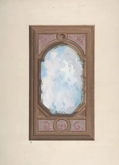 Ceiling design for Salon d'Entrée, Hôtel de Monsieur de Juigne, Paris by Jules-Edmond-Charles Lachaise, 1867 — digital art…