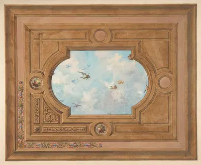 Дизайн потолка с тромплёй, заполненным птицами by Жюль-Эдмон-Шарль Лашаиз — digital art print download