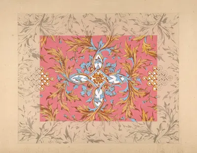Design for a ceiling with floral design by Жюль-Эдмон-Шарль Лашаиз — digital art print download
