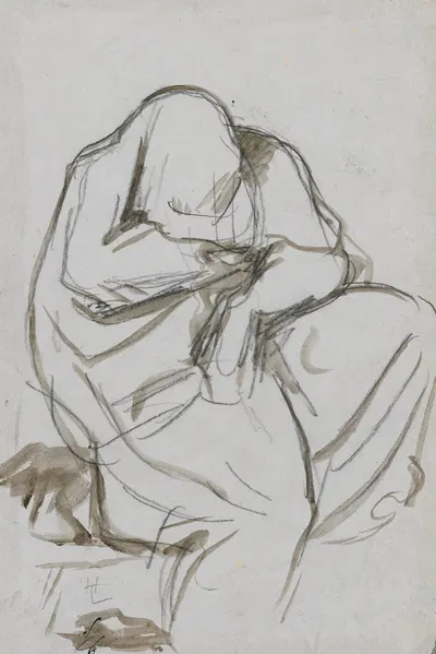Draped Lamenting Figure by Henri Lehmann — digital art print download