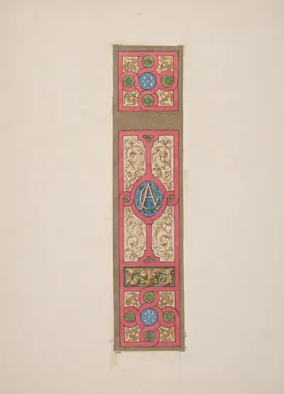 Design for the painted decoration of a wall of ceiling panel monogrammed 'CA' by Jules-Edmond-Charles Lachaise — digital…
