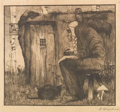 Ведьма с совой by Генрих Фогелер, 1895 — digital art print download