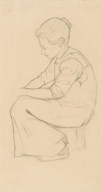 Koemelkster, zittend naar links by Ян Манкес, 1900-1920 — digital art print download