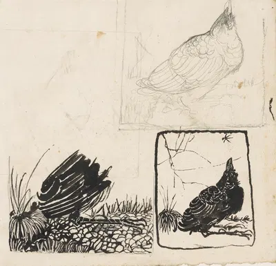 Schetsen van een omhoog kijkende kraai by Ян Манкес, 1900-1920 — digital art print download