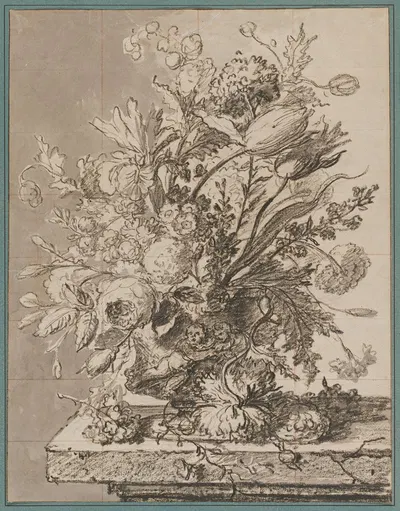 Bouquet of Flowers in a Terracotta Vase by Ян ван Хёйсум, 1723 — digital art print download