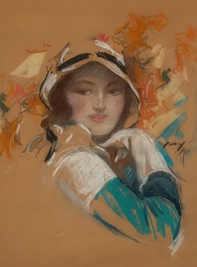Молодая красавица в кокошнике by Харрисон Фишер — digital art print download