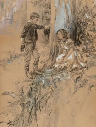 Мальчик и девочка by Харрисон Фишер, 1908 — digital art print download