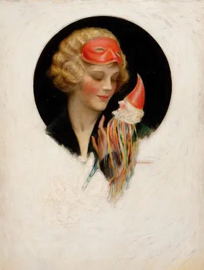 Lady with Puppet by Charles Gates Sheldon, 1925 — digital art print download