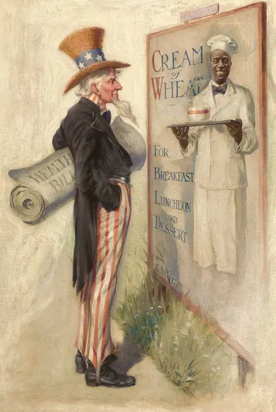 Well, You're Helping Some, Cream of Wheat ad illustration by Galen J. Perrett, 1915 — digital art print download
