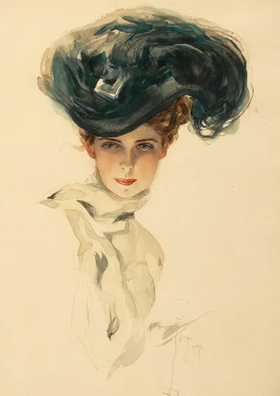 Рыбачка by Харрисон Фишер, 1907 — digital art print download