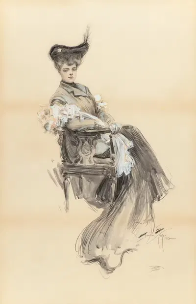 Дама досуга by Харрисон Фишер, 1903 — digital art print download
