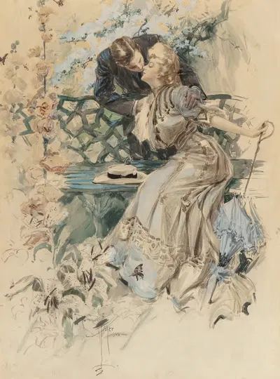 Сбор меда by Харрисон Фишер, 1907 — digital art print download