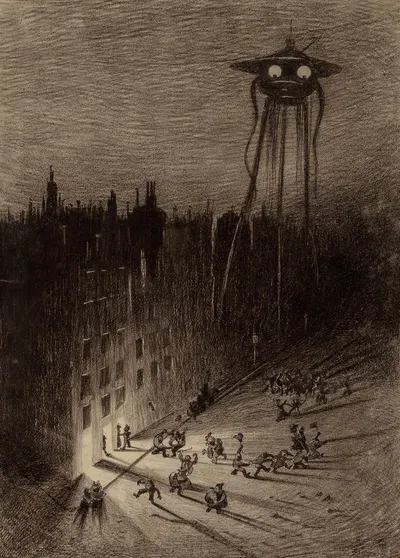 Марсианин наблюдает за пьяной толпой by Энрике Алвим Корреа, 1906 — digital art print download