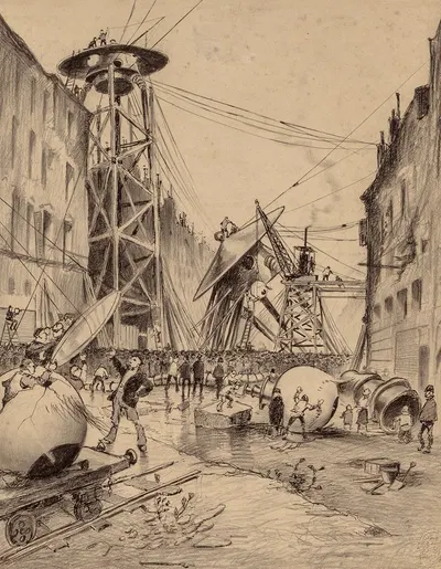 Люди, вскрывающие марсианские боевые машины by Энрике Алвим Корреа, 1906 — digital art print download