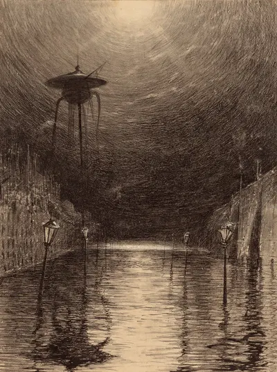 Марсианская машина над Темзой by Энрике Алвим Корреа, 1906 — digital art print download