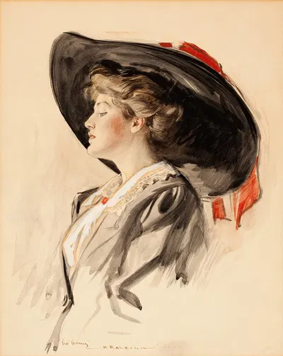 Профиль красивой девушки by Генри Патрик Роли, 1902 — digital art print download