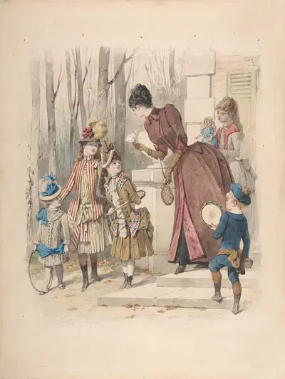 Fashion illustration, no. 2224 by Jules David, 1885 — digital art print download