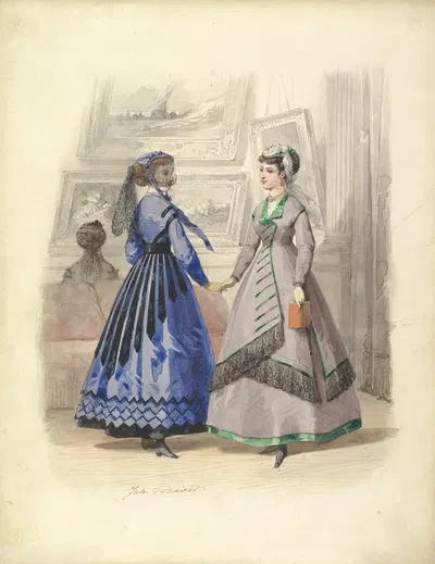 Две женщины в художественной галерее by Жюль Давид, 1868 — digital art print download