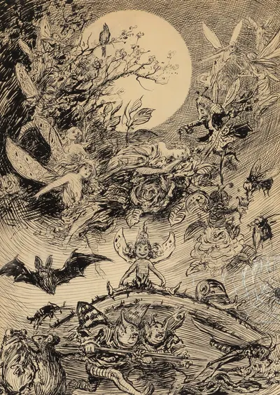 Fairies and Elves in the Moonlight by Reginald Bathurst Birch — digital art print download