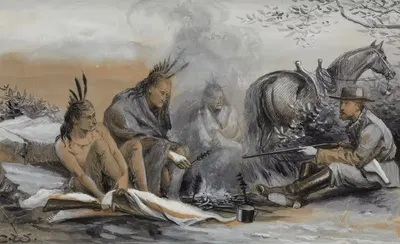 At the Campfire. У костра by Ричард Кейтон Вудвилл — digital art print download