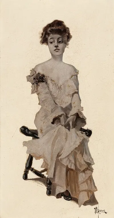 Сидящая девушка by Уолтер Дин Голдбек, 1904 — digital art print download
