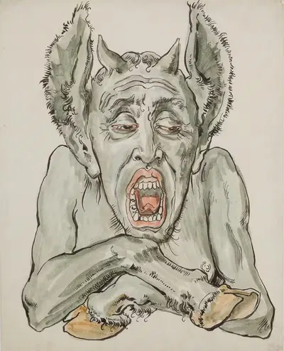 Bust of the devil with an open mouth by Jan Matejko, 1890 — digital art print download