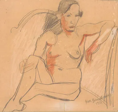 Seated nude woman by Жан Бруссельманс, 1917 — digital art print download