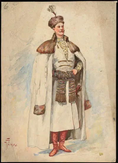 Unidentified Italian opera costume design plate 6 by W. Fasienski, 1905 — digital art print download