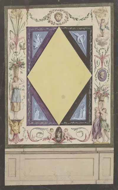 Проект для украшения комнаты с ромбом и орнаментами by Абрахам Мертенс, 1767 - 1823 — digital art print download