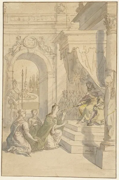 Эсфирь перед Ахашверошем by Жерар Сандерс, 1712 - 1767 — digital art print download