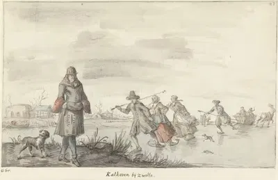 Зимний пейзаж у известнякового завода в Зволле by Геррит Грасдорп, 1661 - 1693 — digital art print download
