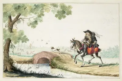 Мужчина и замаскированная женщина на лошади by Гезина тер Борх, 1660 — digital art print download