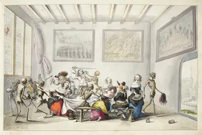 Веселая компания, которую прерывает смерть by Гезина тер Борх, 1660 — digital art print download