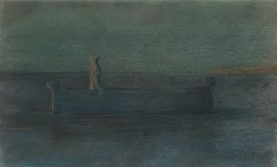 Две закутанные фигуры в лодке by Герберт Кроули — digital art print download
