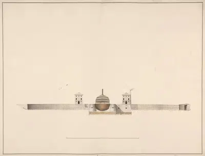 Tekening van het dubbel droogdok te Hellevoetsluis by Jan Blanken Jansz., c. 1802 — digital art print download