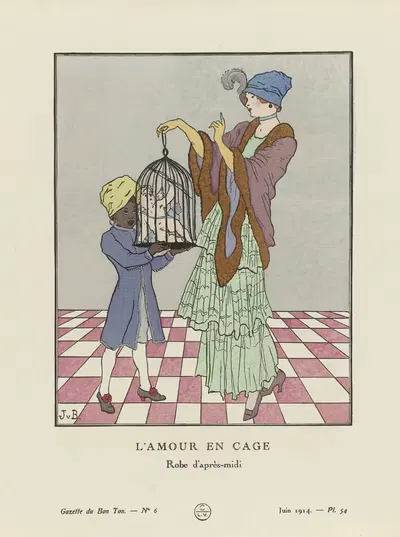 Любовь в клетке, платье для послеобеденного времени by Ян ван Брок, 1914 — digital art print download