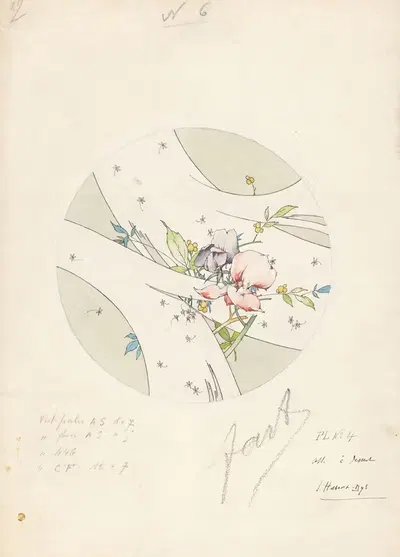 Ontwerp voor een dessertbord van een porseleinen servies voor Pillivuyt by Jules Auguste Habert-Dys — digital art print…